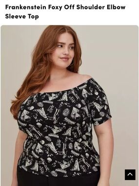 torrid Black Frankenstein Foxy Off-Shoulder Elbow Sleeve Top